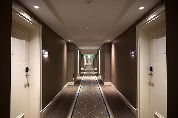 Long corridor. Indoor architectural Feature.